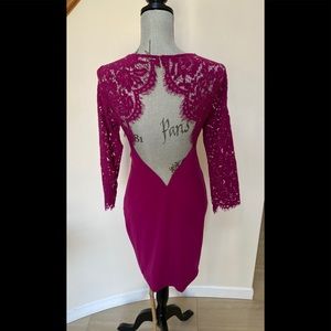 Lulus Dark Fuchsia Lace Cocktail Dress,  Open Back